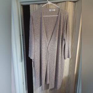 Jones Studio womens 1x sheer vneck cardigan duster grey long line plus size